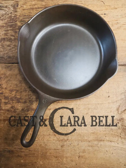 1930s Era Wagner Ware #6 Cast Iron Sautee Skillet with Smooth Bottom 1056 Skillet