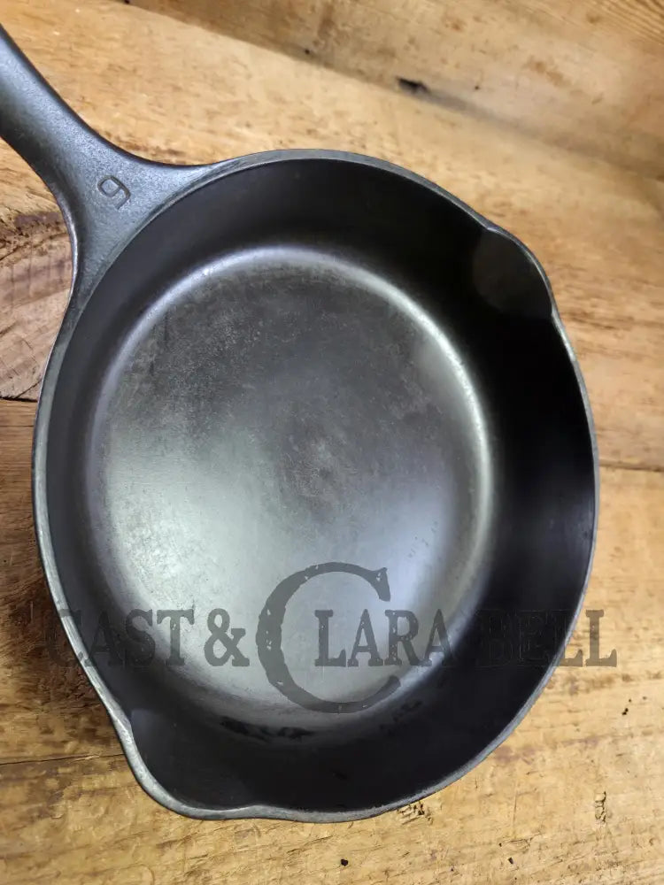1930s Era Wagner Ware #6 Cast Iron Sautee Skillet with Smooth Bottom 1056 B