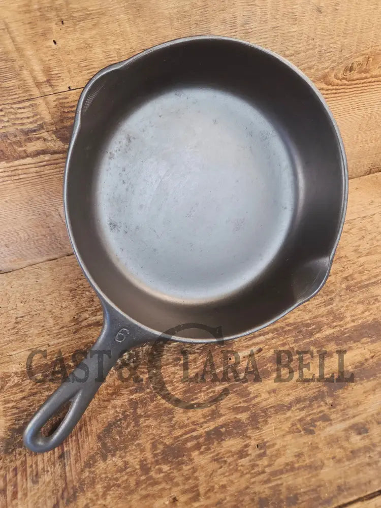 1930s Era Wagner Ware #6 Cast Iron Sautee Skillet with Smooth Bottom 1056 J - Skillet