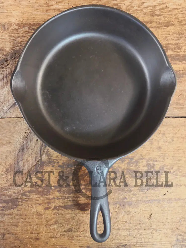 1930s Era Wagner Ware #6 Cast Iron Sautee Skillet with Smooth Bottom 1056 J - Skillet