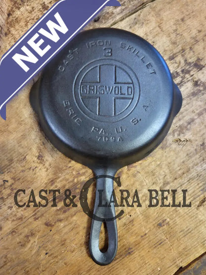 1930’s Griswold #3 Cast Iron Egg Skillet with Large Block Logo 709 A Skillet