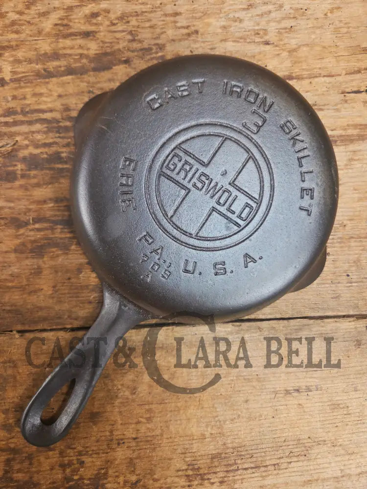 1930’s Griswold #3 Cast Iron Egg Skillet with Large Block Logo 709 A Skillet