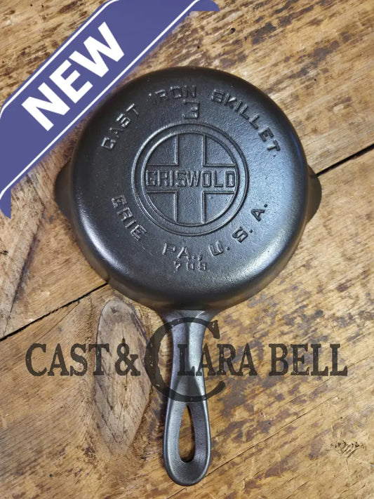1930’s Griswold #3 Egg Skillet with Large Block Logo and Smooth Bottom 709 Skillet