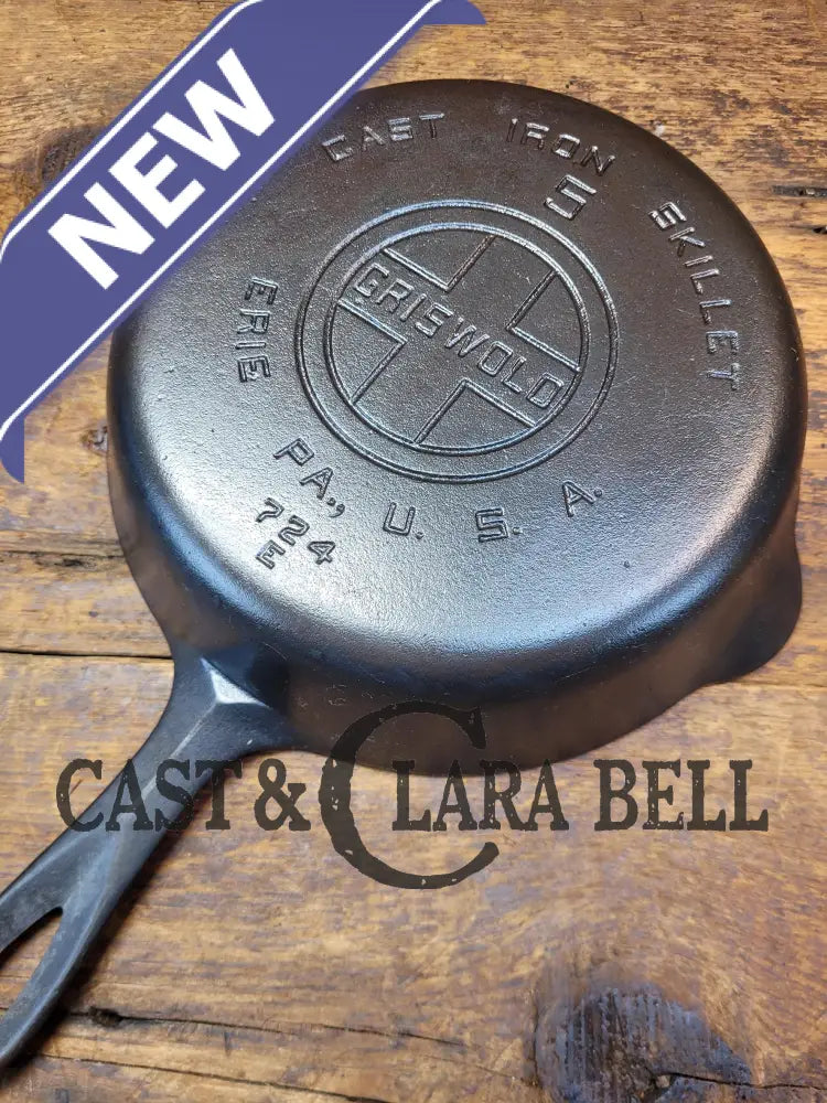 1930’S Griswold #5 Cast Iron Skillet With Large Block Logo 724 A