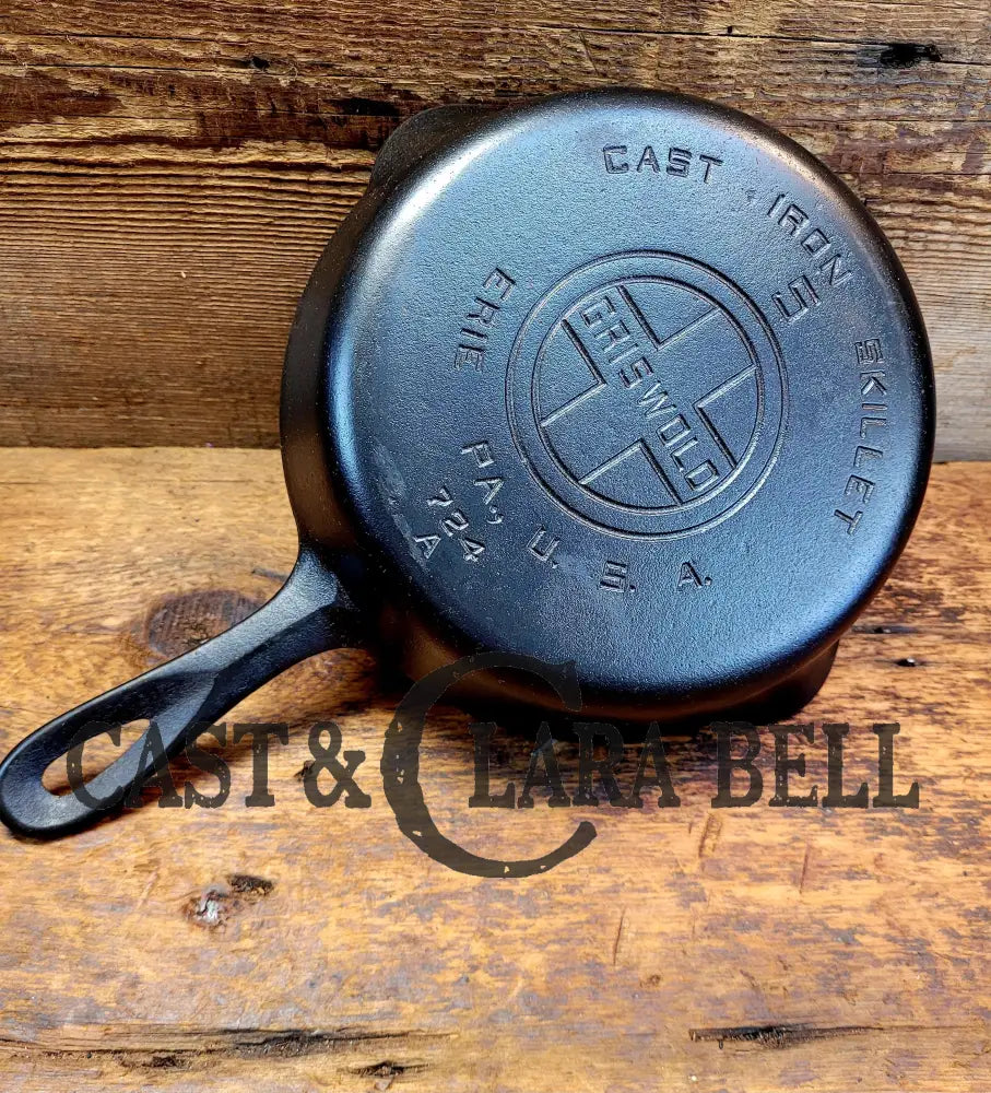 1930’S Griswold #5 Cast Iron Skillet With Large Block Logo 724 A