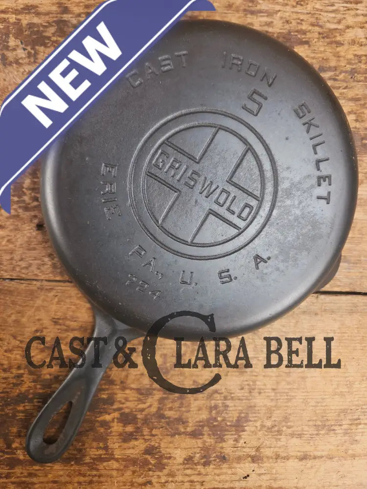 1930’s Griswold #5 Cast Iron Skillet with Large Block Logo 724. Awesome sauté skillet Skillet