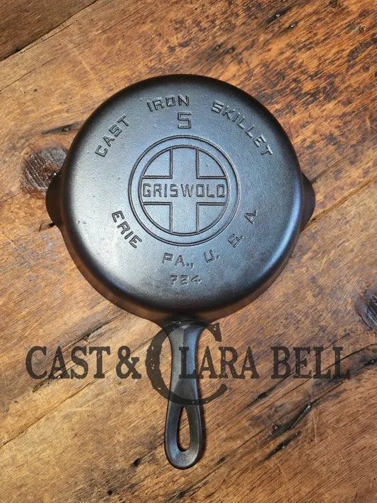 1930’S Griswold #5 Cast Iron Skillet With Large Block Logo 724. Awesome Saute Skillet!