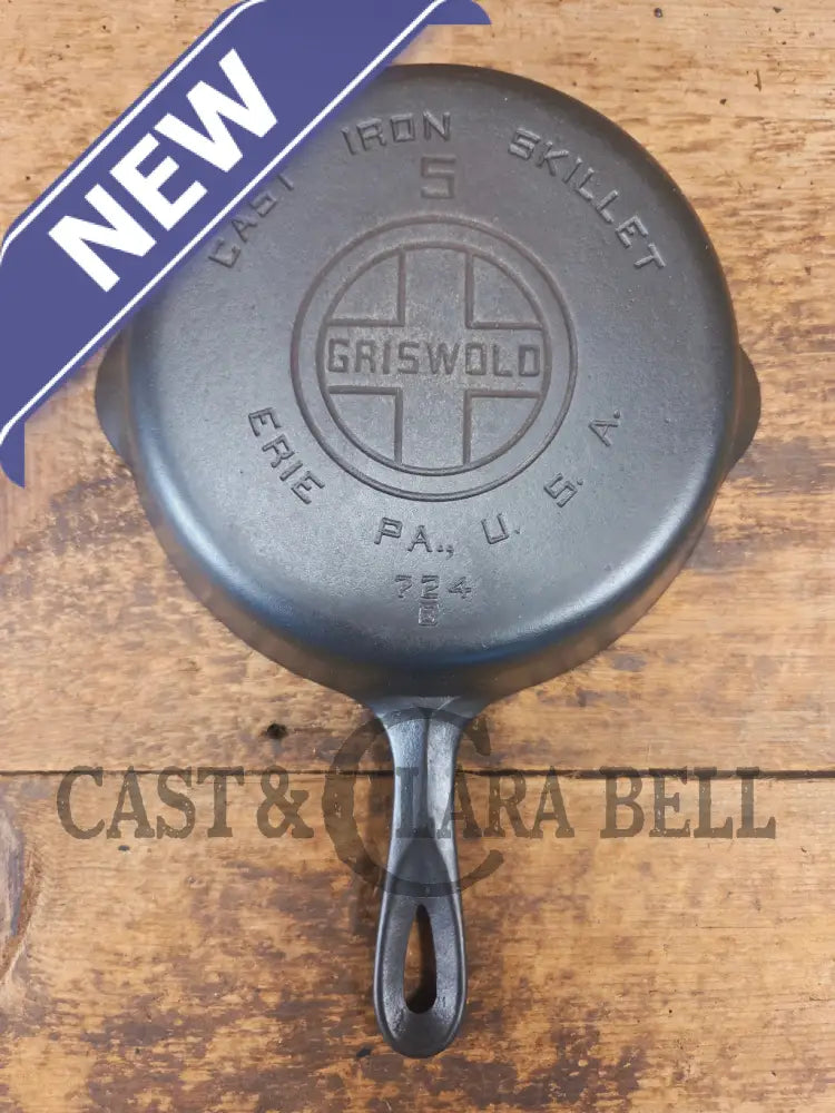 1930’s Griswold #5 Cast Iron Skillet with Large Block Logo 724 B - Skillet
