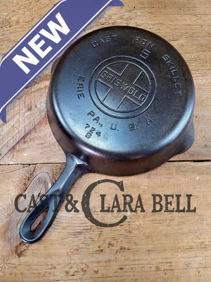 1930’S Griswold #5 Cast Iron Skillet With Large Block Logo 724 B. Awesome Saute Skillet For Gas