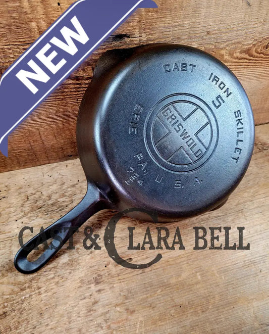 1930’S Griswold #5 Cast Iron Skillet With Large Block Logo 724 B. Awesome Saute Skillet For Gas