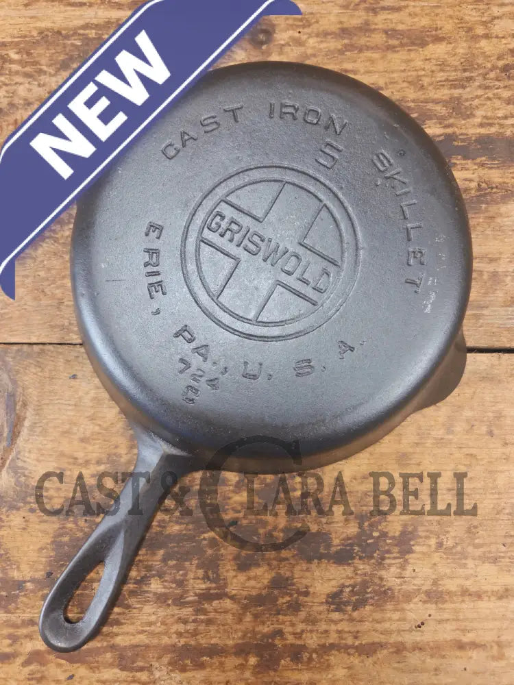 1930’s Griswold #5 Cast Iron Skillet with Large Block Logo 724 C - Skillet