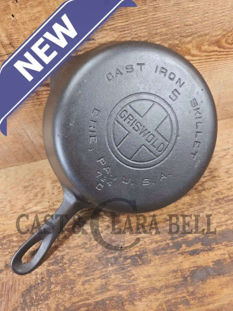 1930’s Griswold #5 Cast Iron Skillet with Large Block Logo 724 C - Skillet