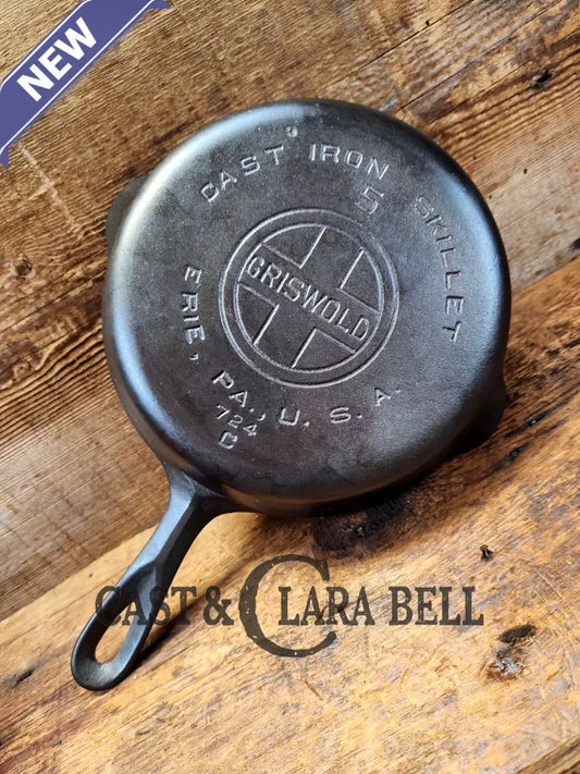 1930’S Griswold #5 Cast Iron Skillet With Large Block Logo 724 C. Awesome Saute Skillet!