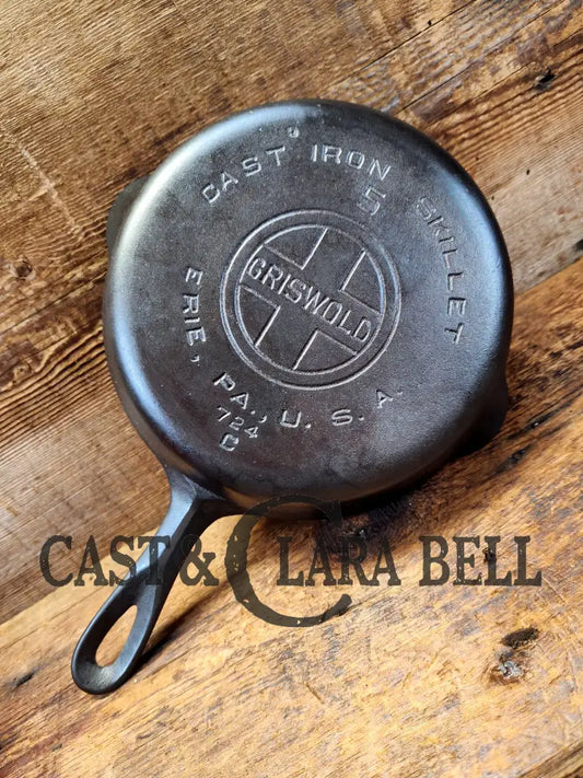 1930’S Griswold #5 Cast Iron Skillet With Large Block Logo 724 C. Awesome Saute Skillet!