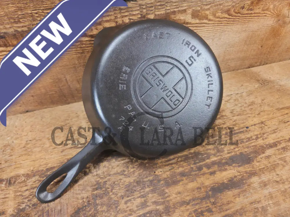 1930’s Griswold #5 Cast Iron Skillet with Large Block Logo and Smooth Bottom 724 A. Awesome sauté skillet! - Skillet