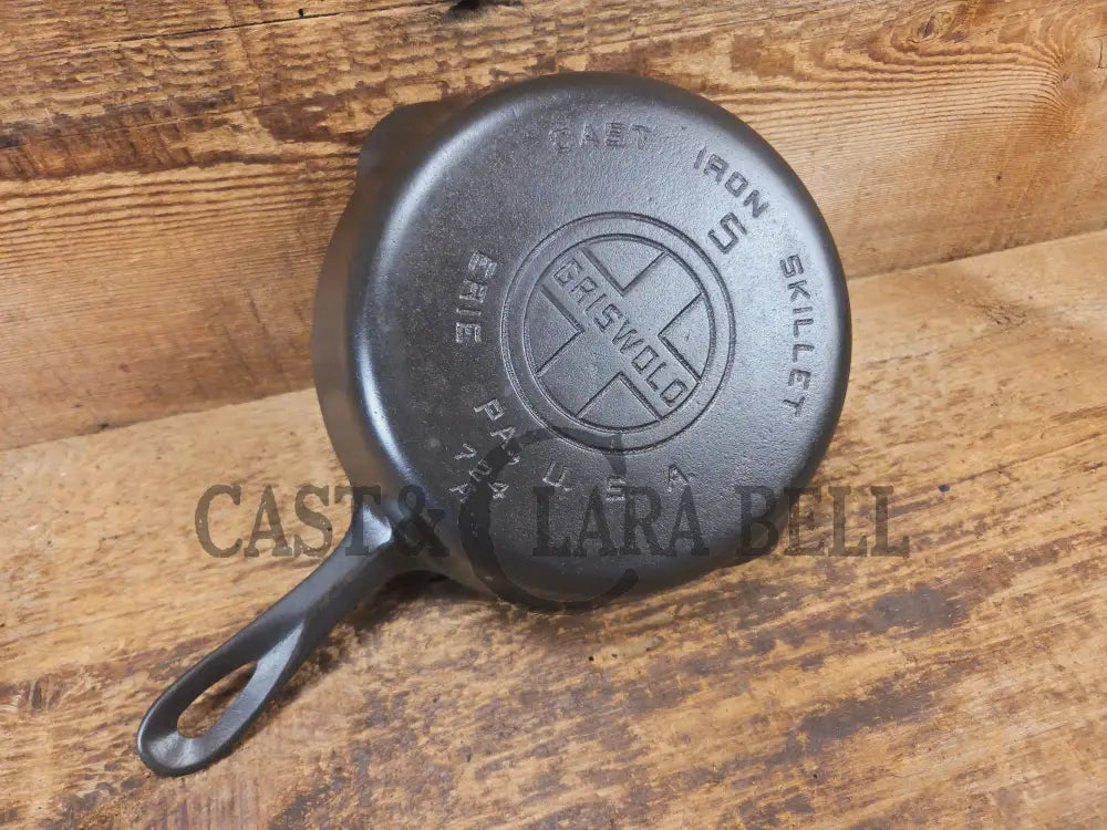 1930’s Griswold #5 Cast Iron Skillet with Large Block Logo and Smooth Bottom 724 A. Awesome sauté skillet! - Skillet