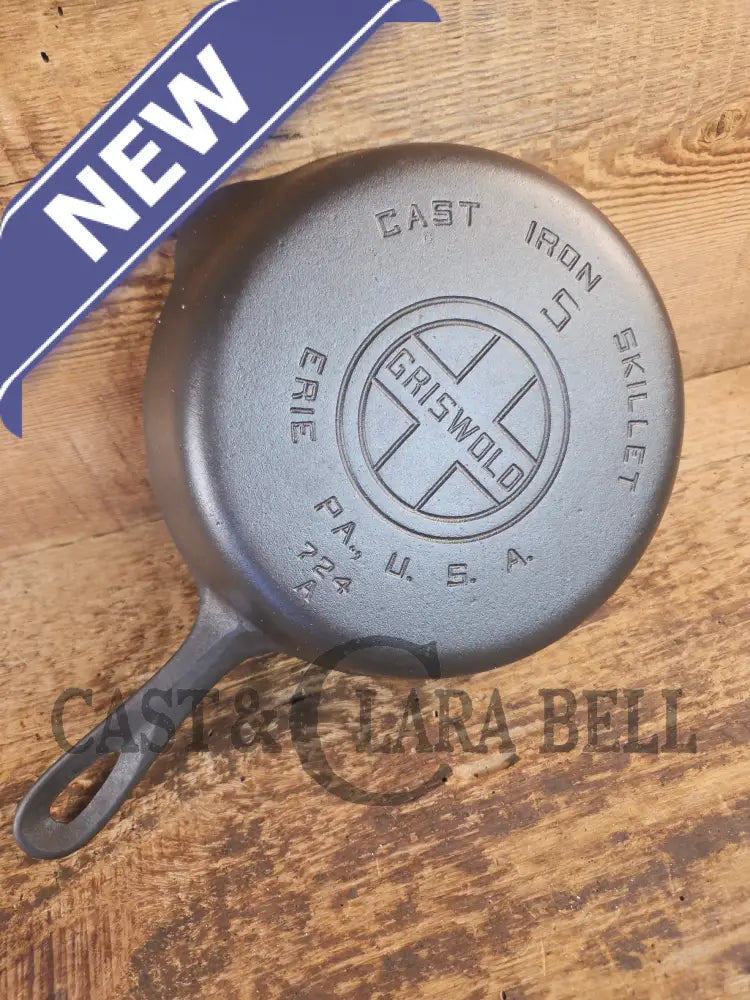 1930’s Griswold #5 Cast Iron Skillet with Large Block Logo and Smooth Bottom 724 A. Awesome sauté skillet! - Skillet