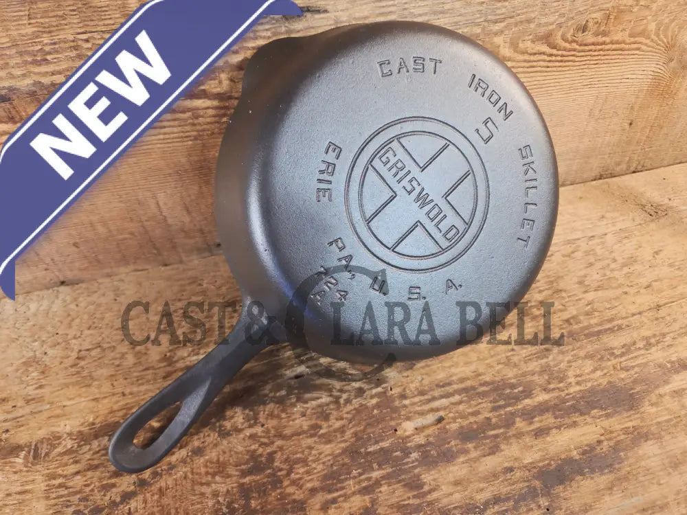 1930’s Griswold #5 Cast Iron Skillet with Large Block Logo and Smooth Bottom 724 A. Awesome sauté skillet! - Skillet