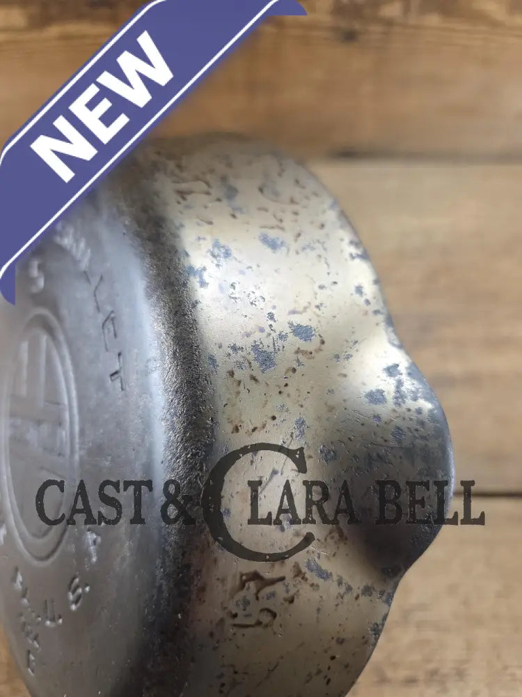 1930’s Griswold #5 Large Block Logo 724 Cast Iron Skillet. Inside black iron outside nickel patina. Very cool &