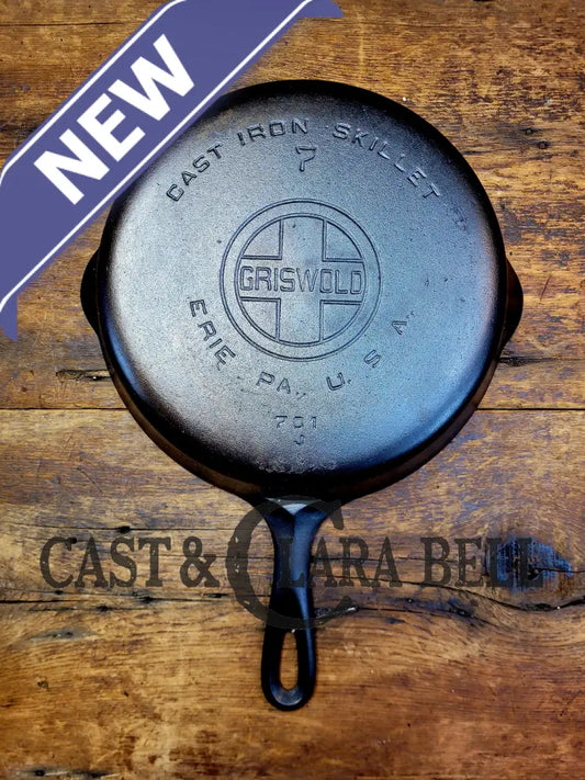 1930’S Griswold #7 Skillet W Large Block Logo Smooth Bottom 701 J. Perfect For Gas Or Coil Ranges!