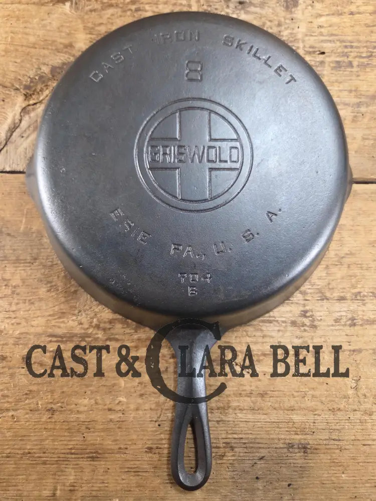 1930’s Griswold #8 Cast Iron Skillet with Large Block Logo 704 B. Perfect for gas and electric cooktops! Skillet