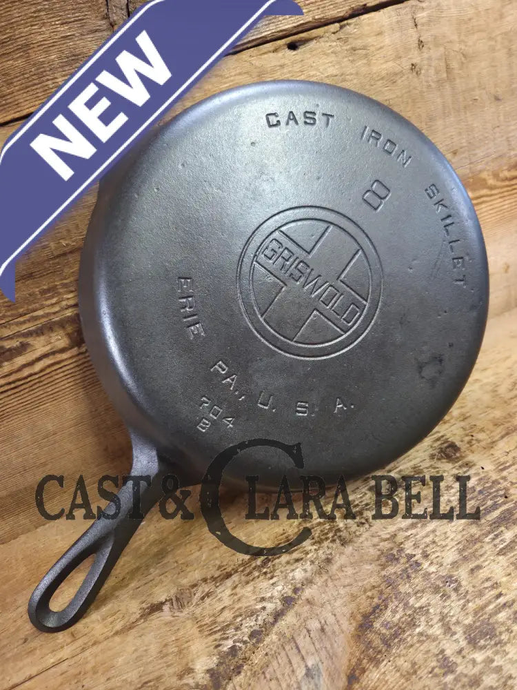1930’s Griswold #8 Cast Iron Skillet with Large Block Logo 704 B. Perfect for gas and electric cooktops! Skillet