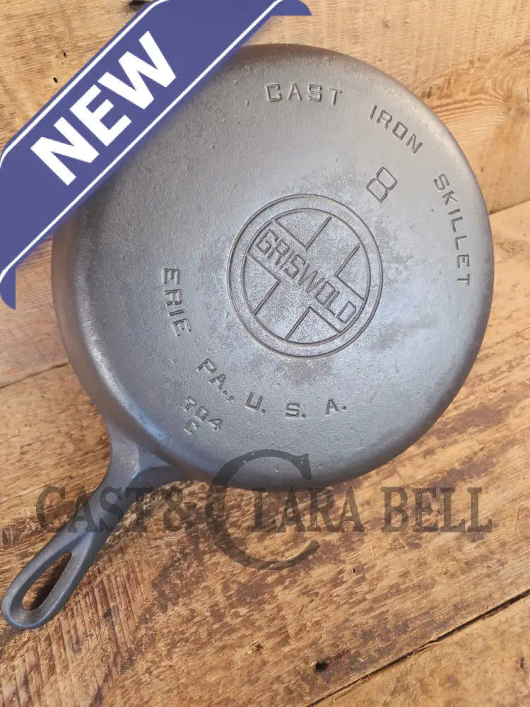 1930’s Griswold #8 Cast Iron Skillet with Large Block Logo 704 C - Skillet