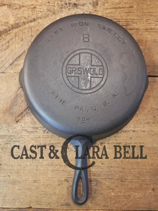 1930’s Griswold #8 Cast Iron Skillet with Large Block Logo 704 C Skillet