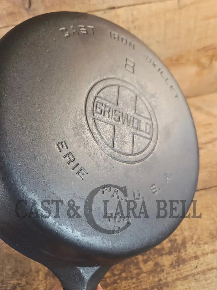 1930’s Griswold #8 Cast Iron Skillet with Large Block Logo 704 C - Skillet
