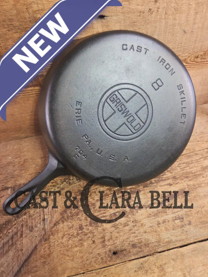 1930’s Griswold #8 Cast Iron Skillet with Large Block Logo 704 G Skillet