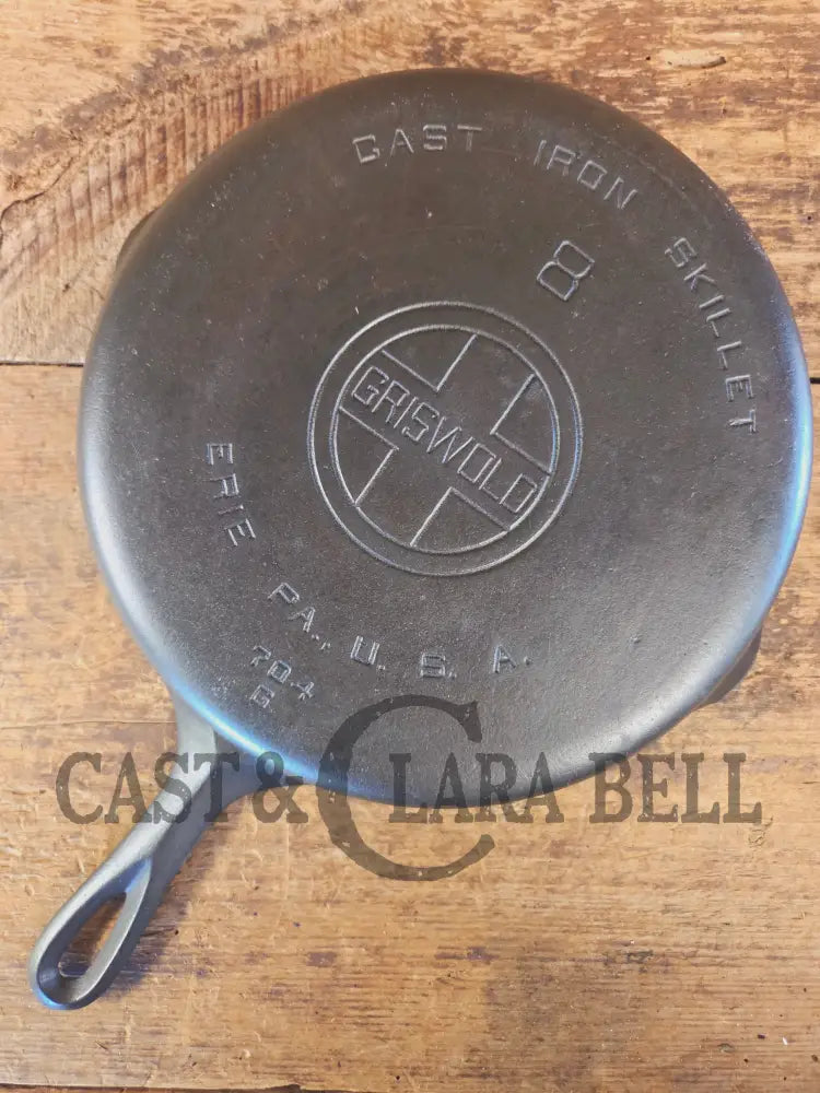 1930’s Griswold #8 Cast Iron Skillet with Large Block Logo 704 G - Skillet