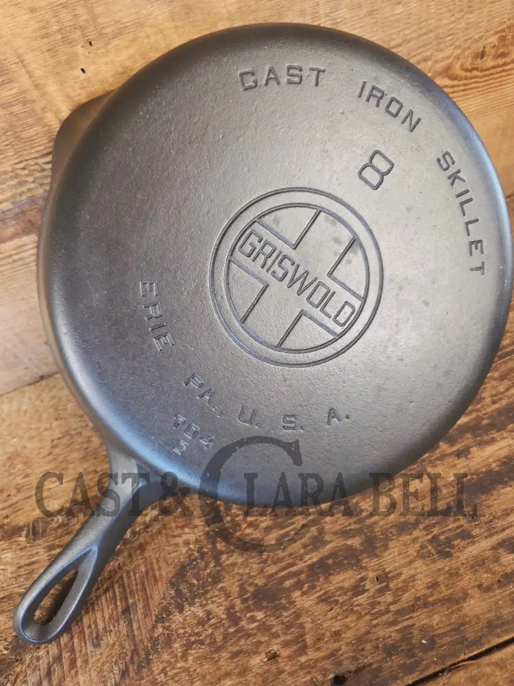 1930’s Griswold #8 Cast Iron Skillet with Large Block Logo 704 G - Skillet