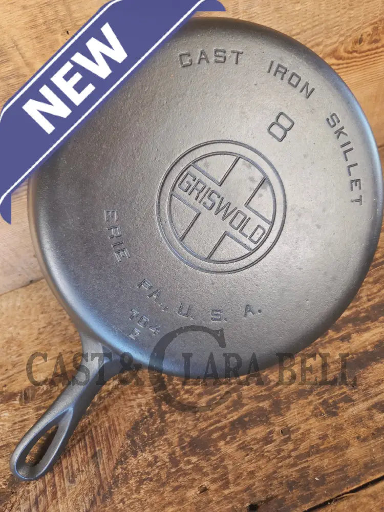 1930’s Griswold #8 Cast Iron Skillet with Large Block Logo 704 G - Skillet