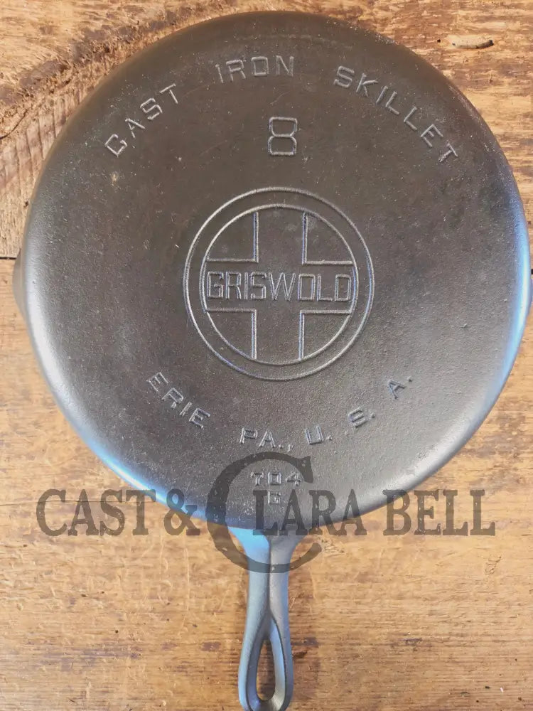 1930’s Griswold #8 Cast Iron Skillet with Large Block Logo 704 G - Skillet