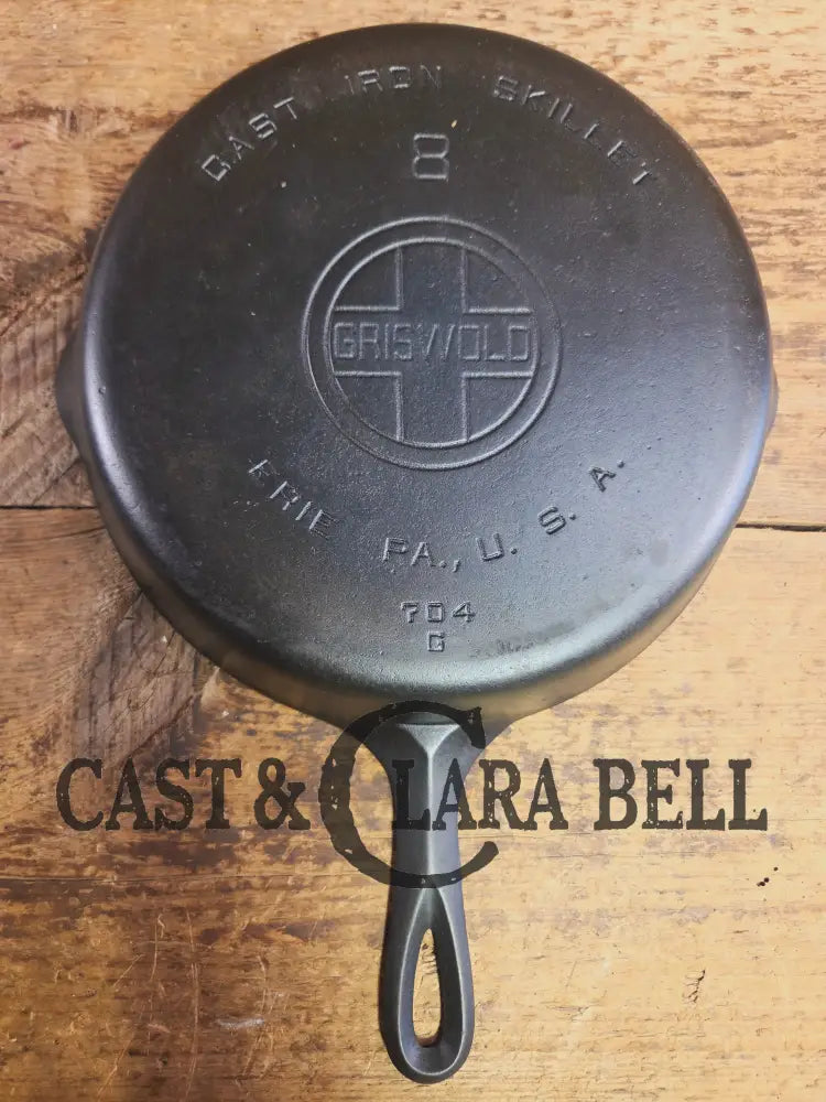 1930’s Griswold #8 Cast Iron Skillet with Large Block Logo 704 G Skillet