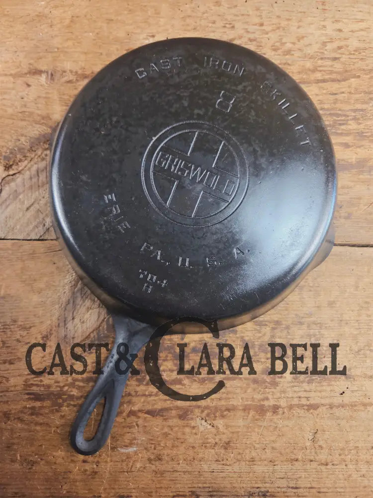 1930’s Griswold #8 Cast Iron Skillet with Large Block Logo 704 H Skillet