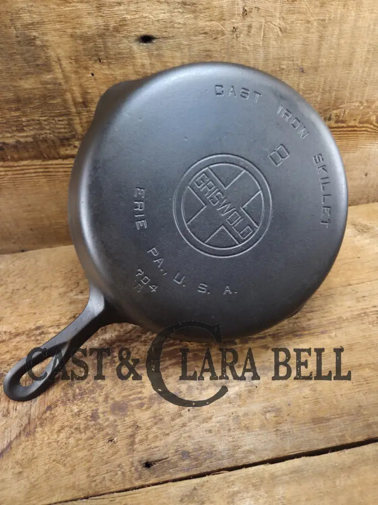 1930’s Griswold #8 Cast Iron Skillet with Large Block Logo 704 R Skillet