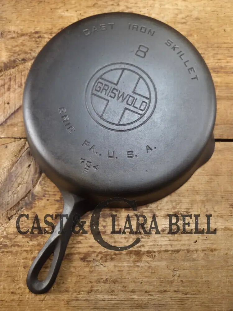1930’s Griswold #8 Cast Iron Skillet with Large Block Logo 704 R Skillet