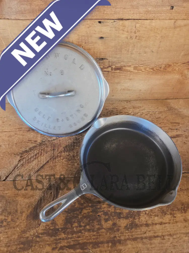 1930’s Griswold #8 Chrome Finish Cast Iron Skillet AND Matching Lid - Skillet