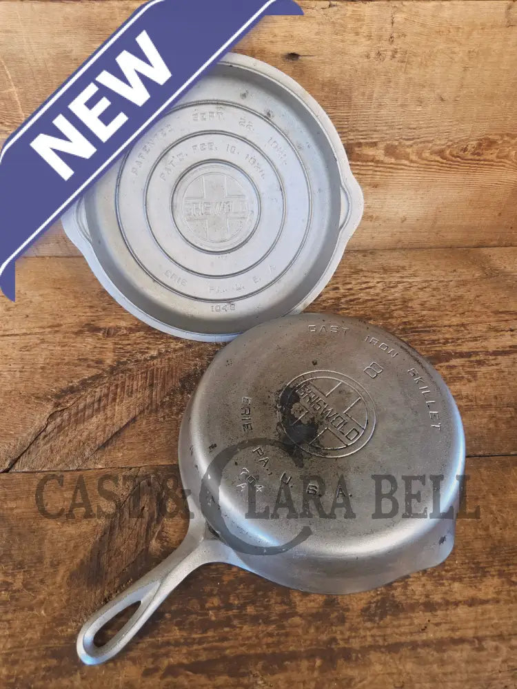 1930’s Griswold #8 Chrome Finish Cast Iron Skillet AND Matching Lid - Skillet