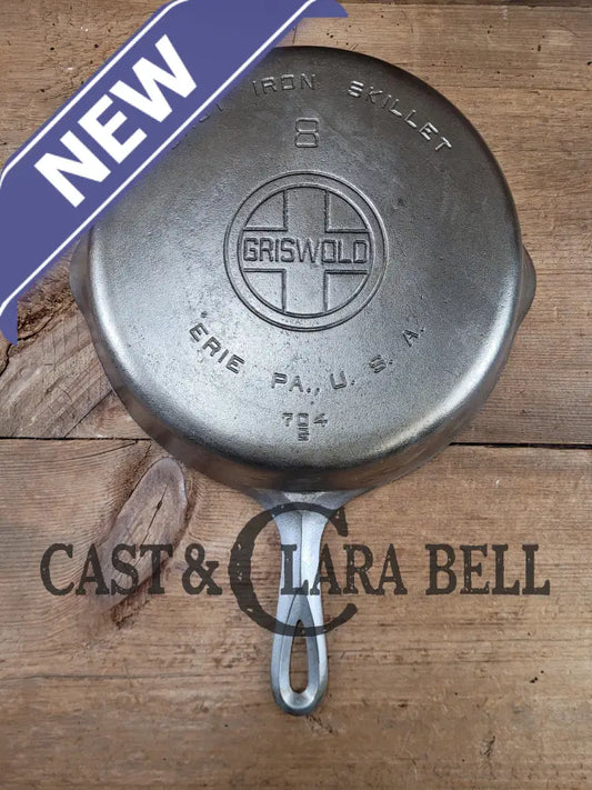 1930’S Griswold #8 Chrome Finish Cast Iron Skillet With Large Block Logo 704