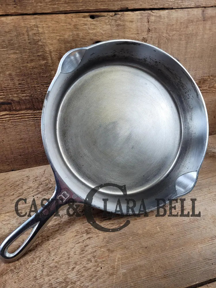 1930’S Griswold #8 Chrome Finish Cast Iron Skillet With Large Block Logo 704