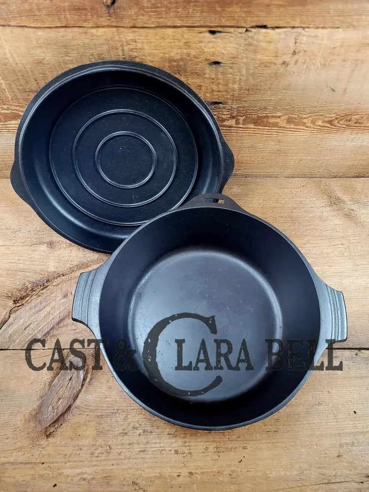 1930’S Griswold #8 Dutch Oven 2568 With Matching Hinged Lid! Beautiful Piece For Your Gourmet