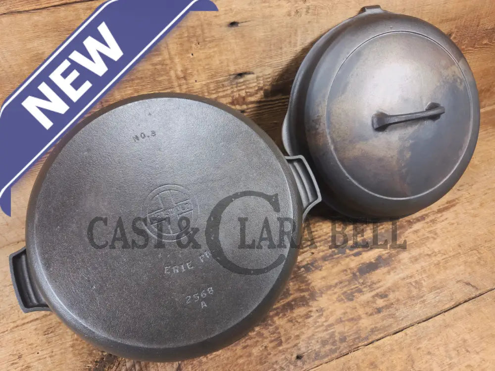 1930’s Griswold #8 Dutch Oven 2568 with matching Hinged Lid! Super Unique patina on the lid - Dutch Ovens Trivets &
