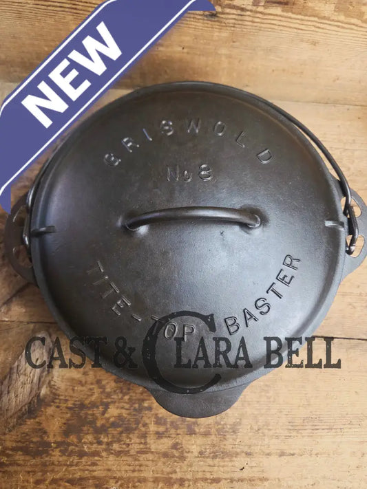 1930’s Griswold #8 Tite-Top Dutch Oven 1278 B fully marked raised Matching Lid (2551 A)! Perfect for soups & stews.