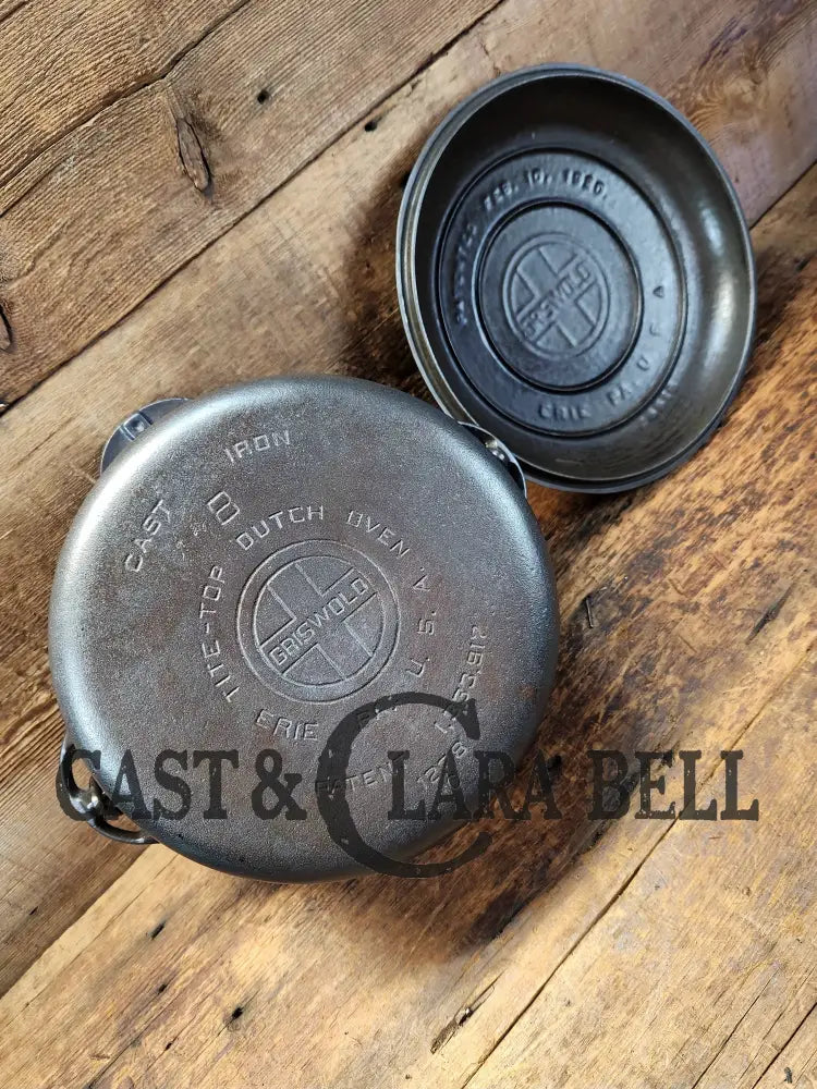 1930’S Griswold #8 Tite-Top Dutch Oven 1278 C W/ Fully Marked Raised Matching Lid! Perfect For