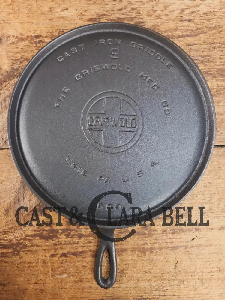 1930’s Griswold #9 Cast Iron Griddle Large Block logo ’Erie PA USA,’609’’. Awesome for pancakes and grilled cheese!