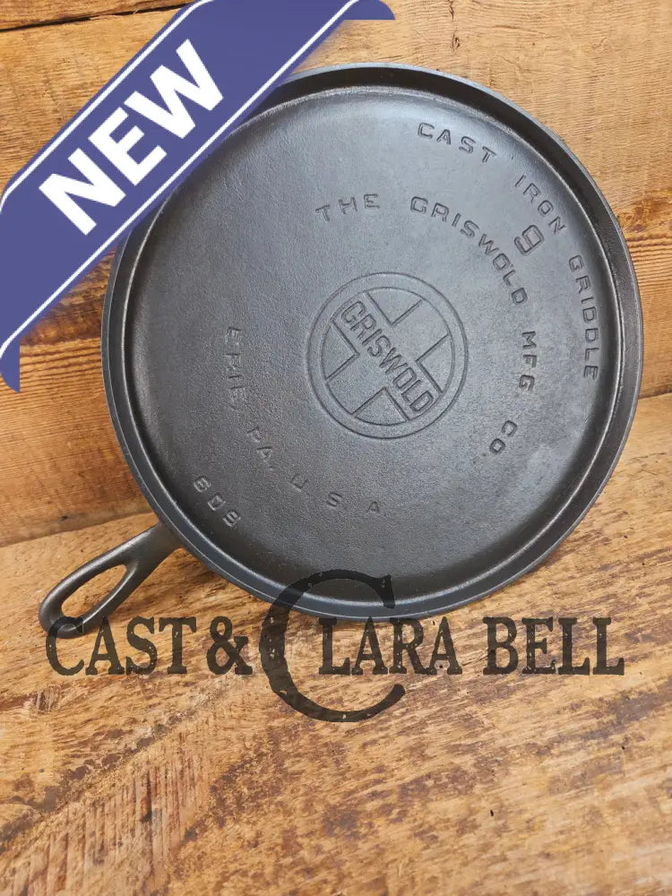 1930’s Griswold #9 Cast Iron Griddle Large Block logo ’Erie PA USA,’609’’. Awesome for pancakes and grilled cheese