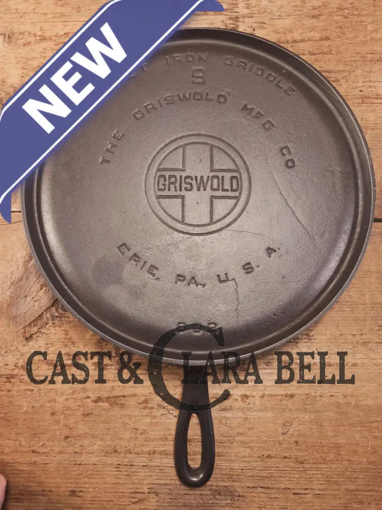 1930’s Griswold #9 Cast Iron Griddle Large Block logo ’Erie PA USA,’609’’. Awesome for pancakes and grilled cheese!