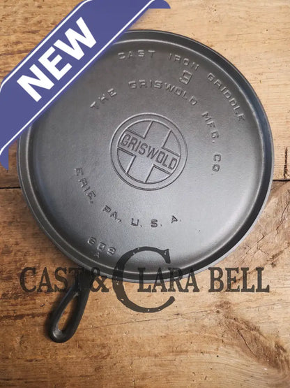 1930’s Griswold #9 Cast Iron Griddle Large Block logo ’Erie PA USA,’609’’. Awesome for pancakes and grilled cheese!
